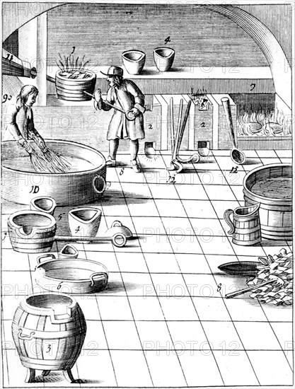 Preparation of copper and silver to be alloyed for production of coins, 1683. Artist: Unknown