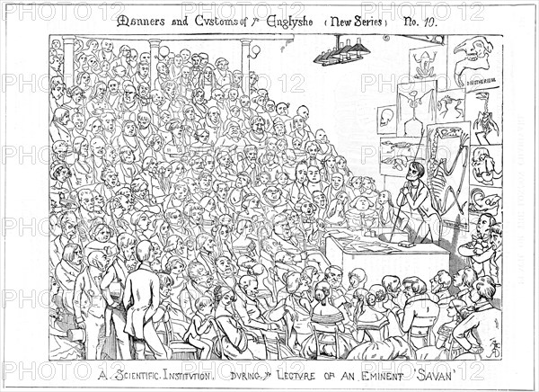 A Scientific Institution. During ye Lecture of an Eminent 'Savan', 1849. Artist: Richard Doyle