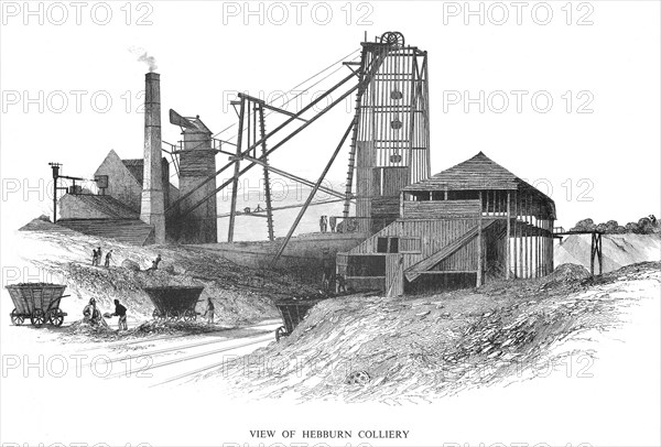Pithead at Hebburn Colliery, Newcastle-upon-Tyne area, 1860. Artist: Unknown