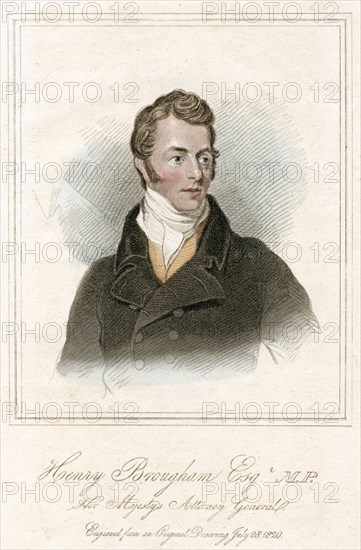 Henry Peter Brougham, 1st Baron Brougham and Vaux, Scottish lawyer and politician, c1820. Artist: Unknown