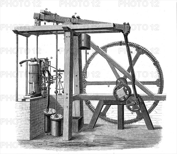 James Watt's prototype steam engine 'Old Bess', c1778. Artist: Unknown