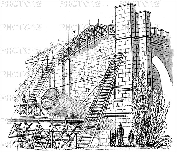 Lord Rosse's 72 in/1.8m reflecting telescope, 1849. Artist: Unknown