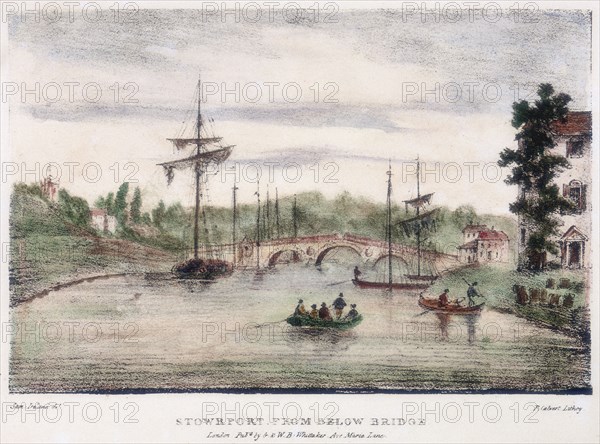 Stourport-on-Severn, Worcestershire, from below the bridge, c1795.   Artist: Samuel Ireland