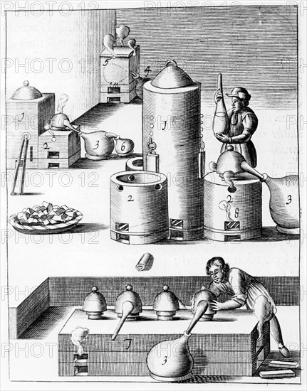 Athanor or 'Slow Harry', a self-feeding furnace maintaining a constant temperature, 1683. Artist: Unknown