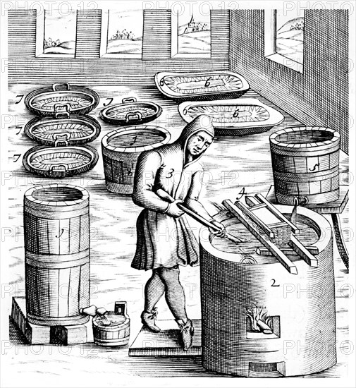 Crystallization of saltpetre (nitre, potassium nitrate, or KN03), 1683. Artist: Unknown