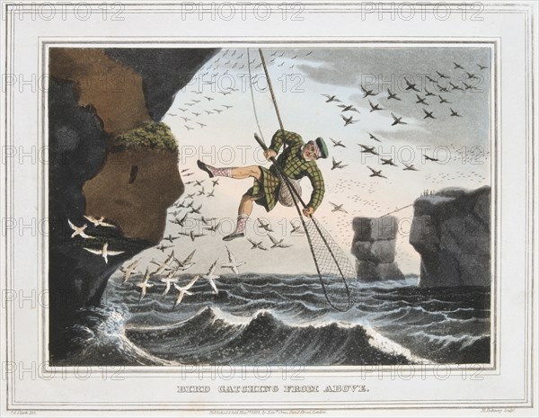 'Bird Catching from Above', Shetland Islands, 1813. Artist: Unknown