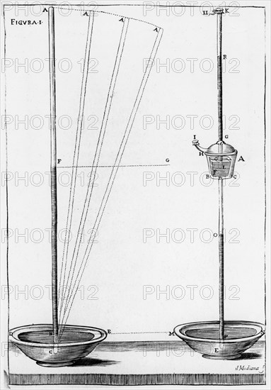 Experimental barometers used by the Accademia dell Cimento, Florence, Italy, 1691. Artist: Unknown