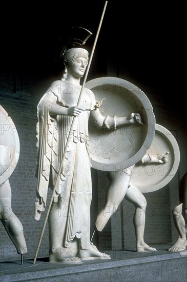 Athena from part of the West Pediment of the Temple of Aphaia, Aegina, Greece, c500-480 BC. Artist: Unknown