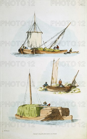 Traditional Norfolk boats, 1814. Artist: William Henry Pyne