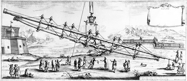 Long focal length refracting telescope, 1728. Artist: Unknown