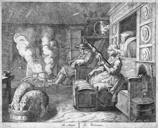 Peasant cottage interior, possibly Netherlands or northern France, 17th century. Artist: Unknown