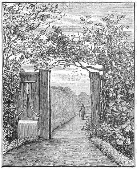 Charles Darwin in the sand walk at Down House, c1870 (1887). Artist: Unknown