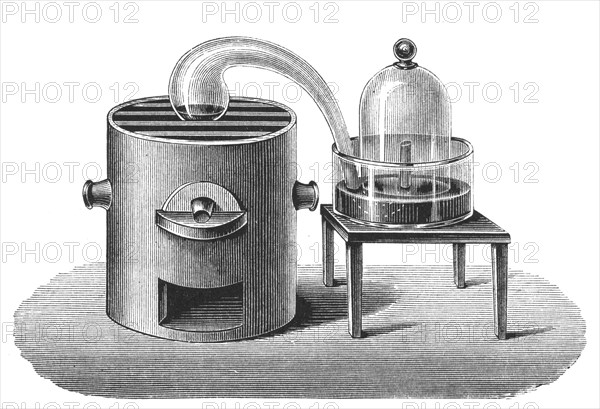 Lavoisier's investigation of the existence of oxygen in the air, late 18th century, (1894). Artist: Unknown