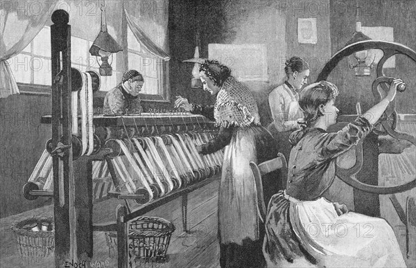 Spitalfields silk weavers, 1893. Artist: Enoch Ward