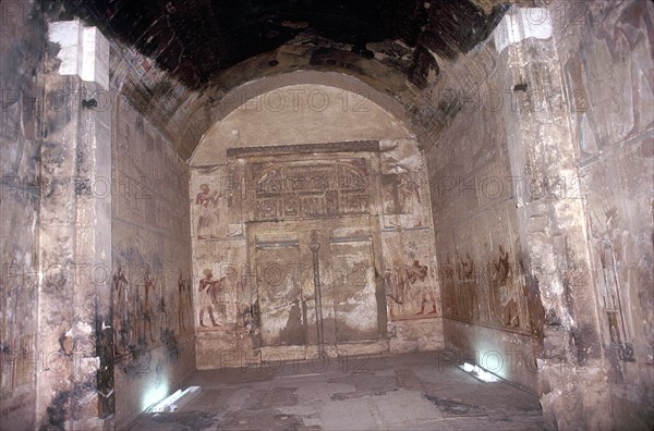 False Doors and Wallpaintings, Temple of Sethos I, Abydos, Egypt, 19th Dynasty, c1280 BC. Artist: Unknown