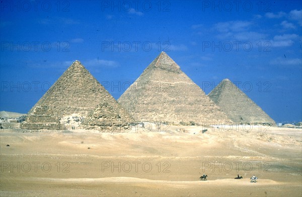 Pyramids of Khafre and Mycerinus, Giza, Egypt, 4th Dynasty, c26th century BC. Artist: Unknown
