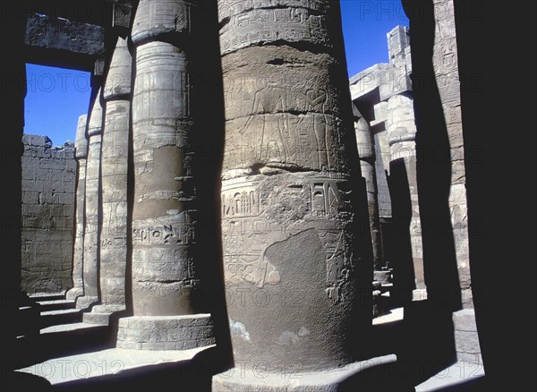 Pillars in the Great Hypostyle Hall, Temple of Amun, Karnak, Egypt, 14th-13th century BC. Artist: Unknown