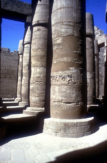 Pillars in the Great Hypostyle Hall, Temple of Amun, Karnak, Egypt, 14th-13th century BC. Artist: Unknown