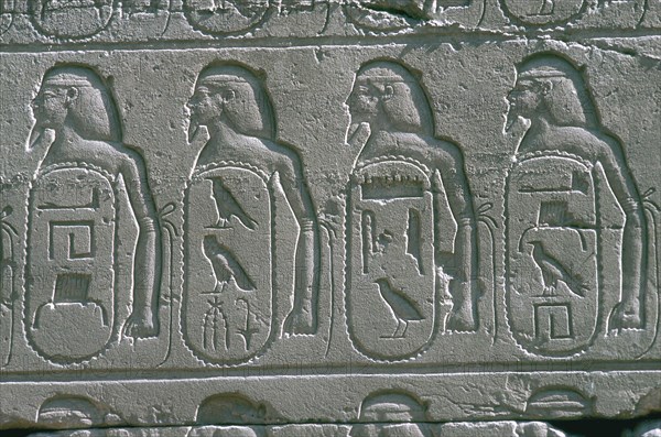 Reliefs showing cartouches of names of captive Near Eastern cities, Temple of Amun, Karnak, Egypt. Artist: Unknown