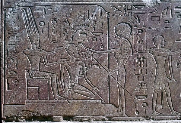Relief showing Queen Hatshepsut receiving benediction, Temple of Amun, Karnak, Egypt, c1500 BC. Artist: Unknown