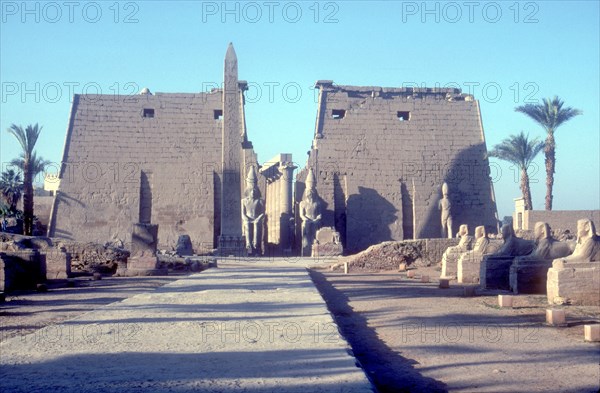 Temple sacred to Amun Mut & Khons (Khonsu), Luxor, Egypt. Artist: Unknown