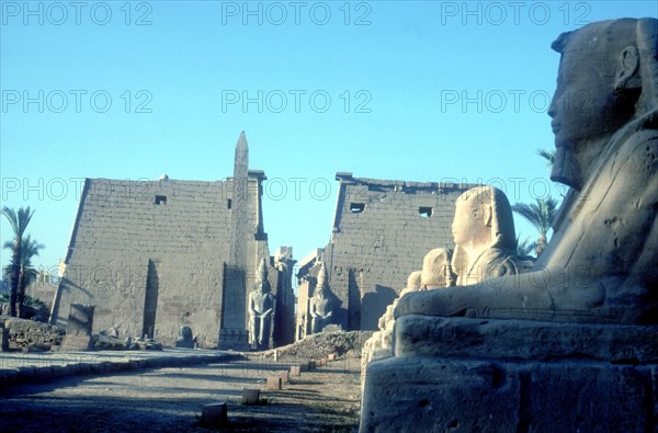 Temple sacred to Amun Mut & Khons (Khonsu), Luxor, Egypt. Artist: Unknown