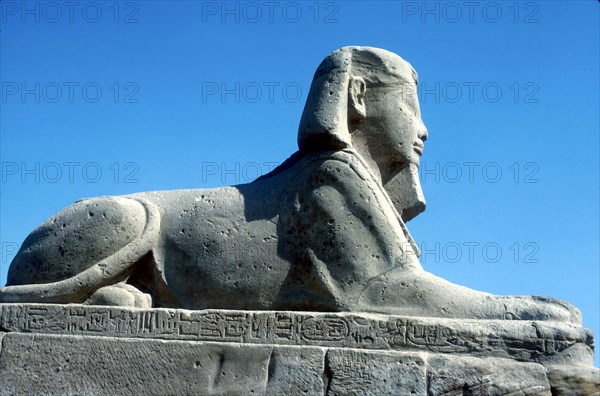 A sphinx from the avenue of Sphinxes, Temple sacred to Amun Mut & Khons, Luxor, Egypt, c370 BC. Artist: Unknown