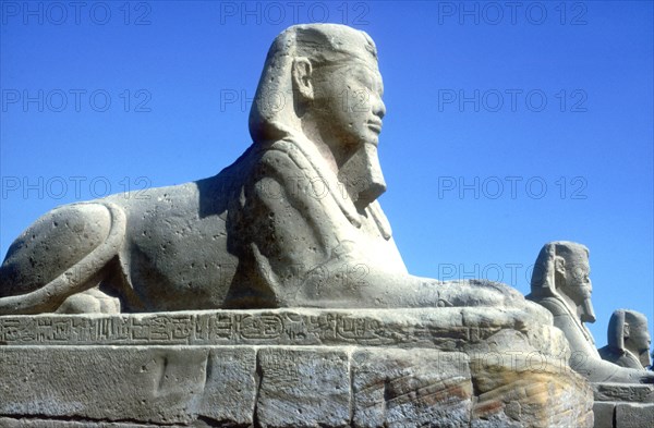 A sphinx from the avenue of Sphinxes, Temple sacred to Amun Mut & Khons, Luxor, Egypt, c370 BC. Artist: Unknown