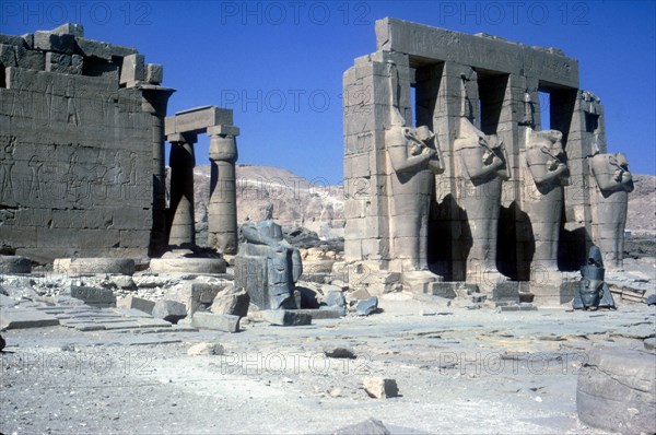 The Ramesseum, Temple of Rameses II, Luxor, Egypt. Artist: Unknown