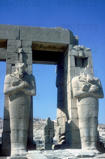 Two statues at The Ramesseum, Temple of Rameses II, Luxor, Egypt, c1250 BC. Artist: Unknown