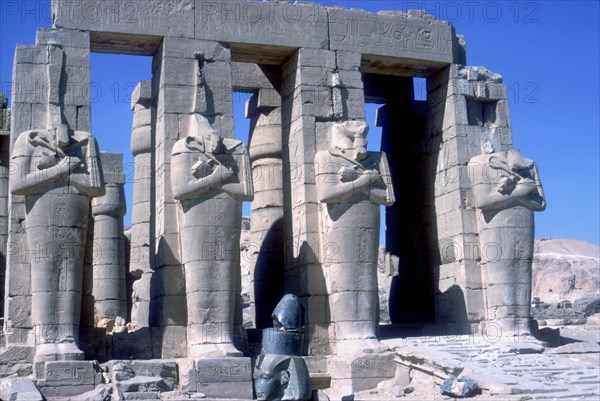 Colossal statues of Rameses II, The Ramesseum, Temple of Rameses II, Luxor, Egypt, c1300 BC. Artist: Unknown