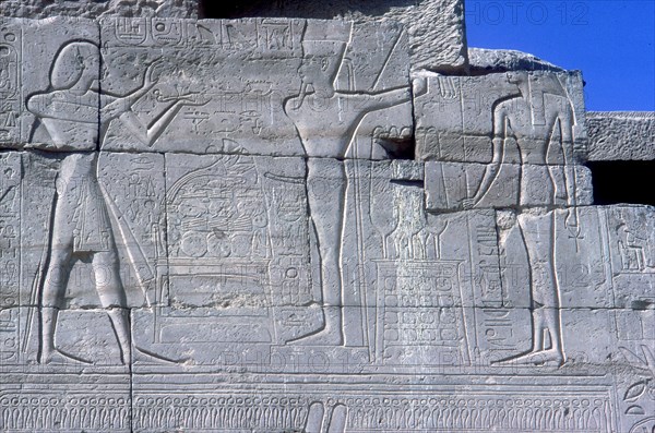 Relief showing Rameses II before Min, The Ramesseum, Temple of Rameses II, Luxor, Egypt, c1250 BC. Artist: Unknown