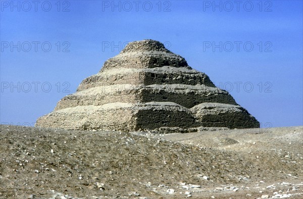 Distant view of the Step Pyramid of King Djoser (Zozer), Saqqara, Egypt, 3rd Dynasty, c2600 BC. Artist: Imhotep