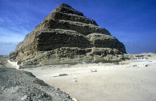 View from the left of Step Pyramid of King Djoser (Zozer), Saqqara, Egypt, 3rd Dynasty, c2600 BC. Artist: Imhotep