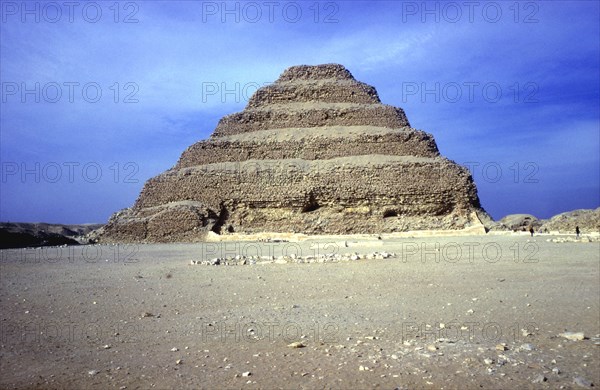 Distant view of the Step Pyramid of King Djoser (Zozer), Saqqara, Egypt, 3rd Dynasty, c2600 BC. Artist: Imhotep