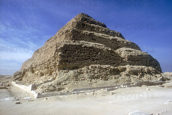 Looking up from the foot of Step Pyramid of King Djoser (Zozer), Saqqara, Egypt, c2600 BC. Artist: Imhotep