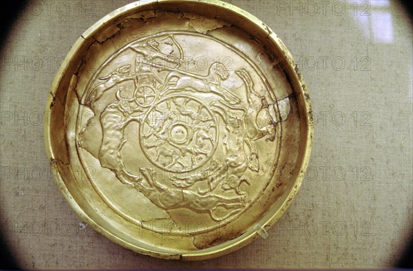 Inscription on a golden bowl of the King hunting wild bulls, Temple of Baal, c14th-12th century BC. Artist: Unknown