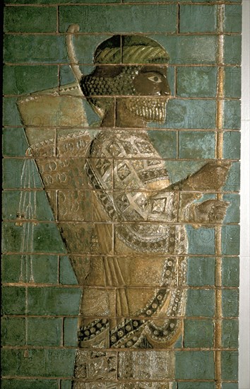 Detail of a relief showing an archer of the Persian Royal Guard, Palace of Darius I, Susa, c500 BC. Artist: Unknown
