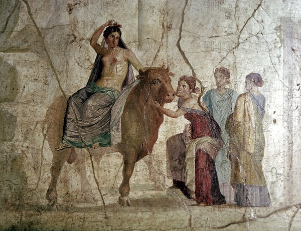 Roman wallpainting of The Rape of Europa, House of Jason, Pompeii, Italy. Artist: Unknown