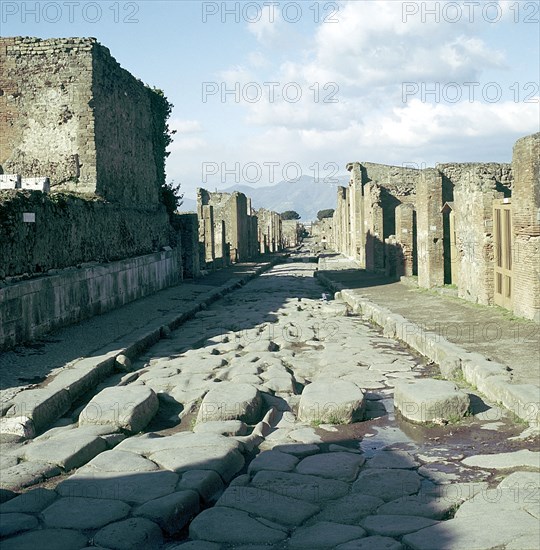 A street in the Roman town of Pompeii, Italy. Creator: Unknown.