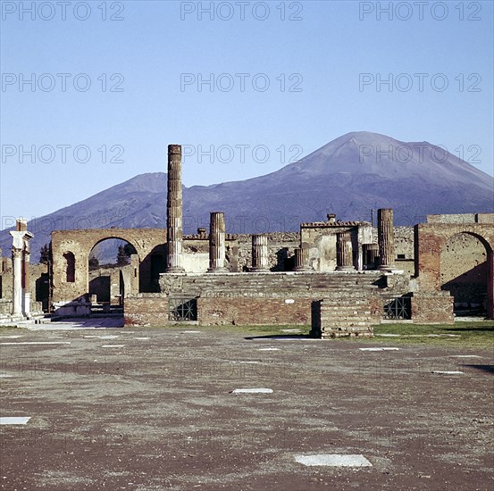The Capitol from the Forum with Vesuvius beyond, Pompeii, Italy. Creator: Unknown.