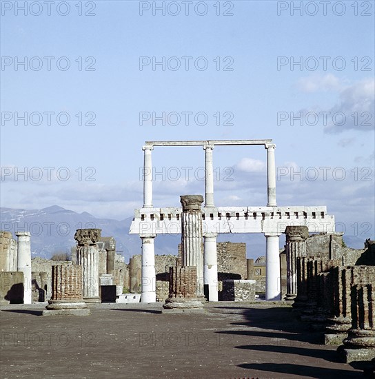Columns of the Colonnade round the Forumdanc, Pompeii, Italy. Creator: Unknown.