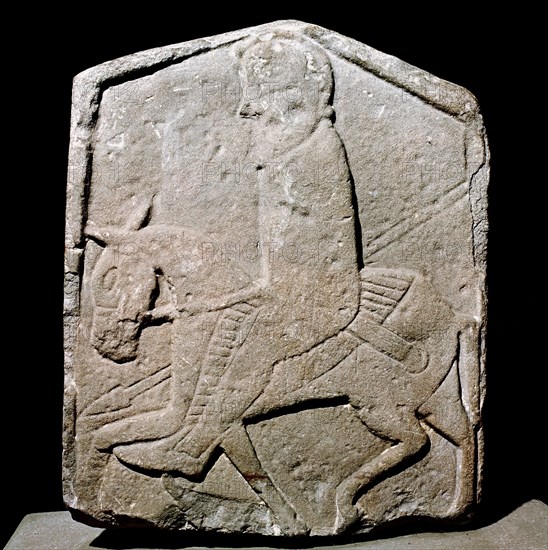 Pictish horseman on slab, Meigle, Perthshire, Scotland. Artist: Unknown