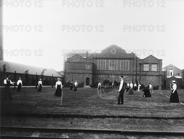 Employees playing tennis, Rowntree Tennis Club, York, Yorkshire, 1900. Artist: Unknown