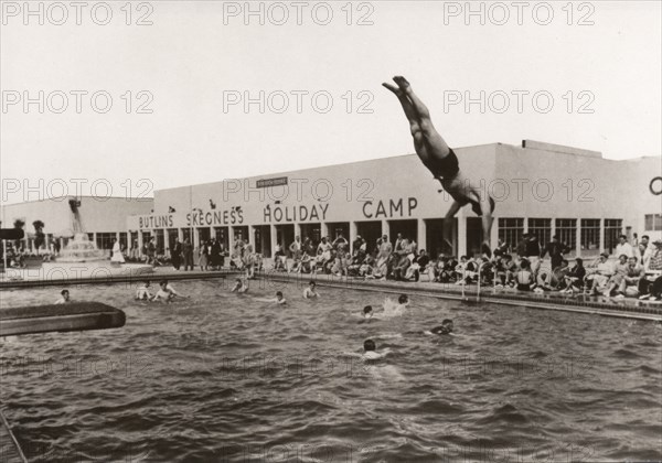 Open air swimming pool at Butlins, Skegness, Lincolnshire, 1936. Artist: Unknown