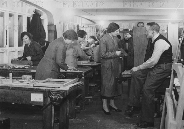 A woodwork evening class, York, Yorkshire, 1937. Artist: Unknown