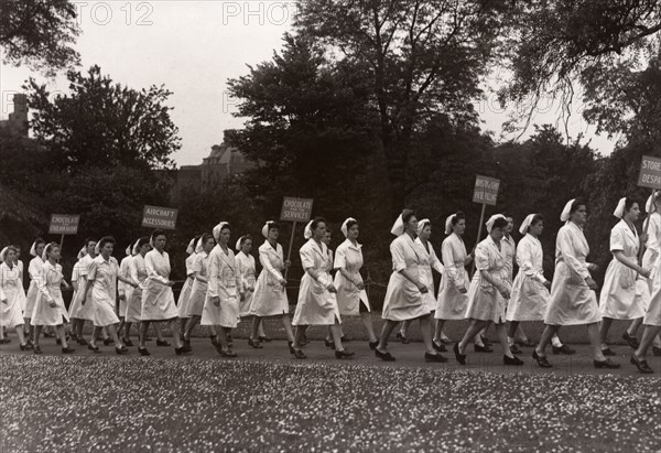 Victory parade of Rowntree women, York, Yorkshire, 1946. Artist: Unknown