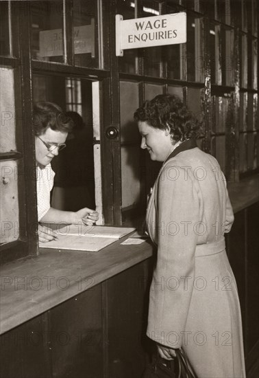 Wages office, Rowntree factory, York, Yorkshire, 1952. Artist: Unknown