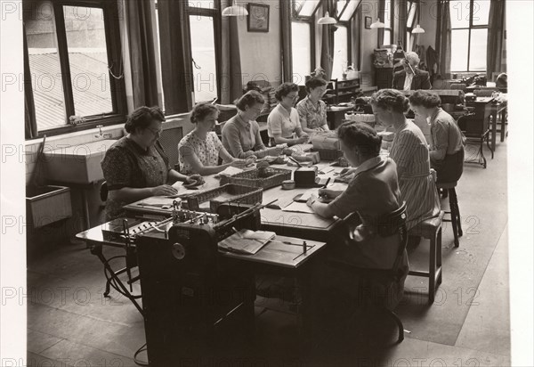 Women at work in the post room, Rowntree factory, York, Yorkshire, 1952. Artist: Unknown