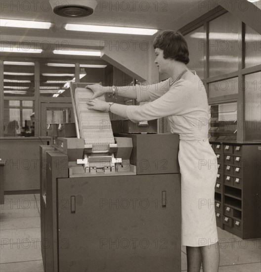 The first computers used at the Rowntree factory, York, Yorkshire, 1962. Artist: Unknown